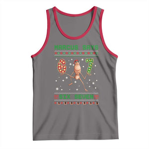 Marcus Says Six Seven Meme Christmas Ugly Sweater Tank Top Trendy Tiktok Gift TS12 Deep Heather Red Print Your Wear