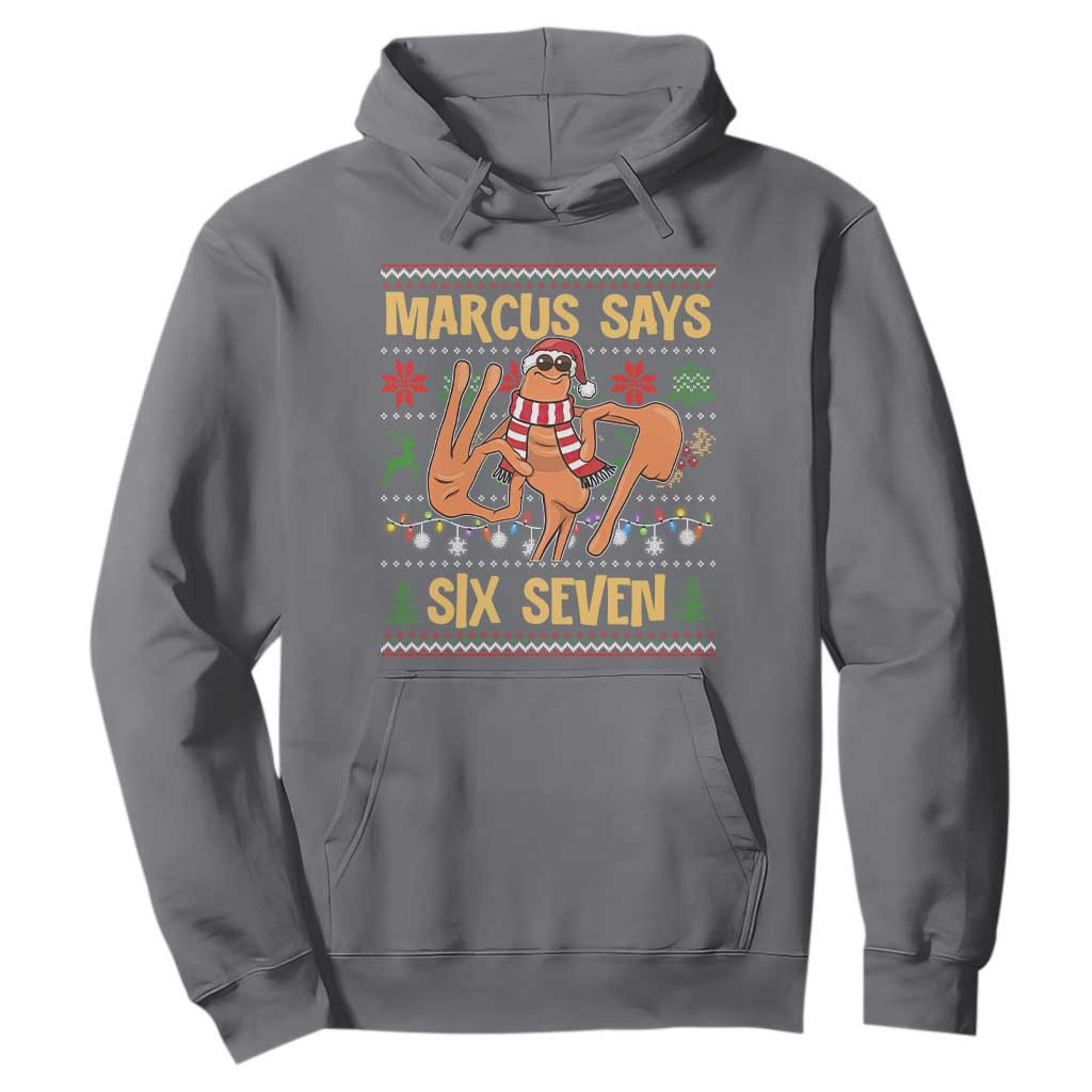 Funny Gen Z Alpha Ugly Christmas Gift Hoodie Marcus Says Six Seven TS12 Charcoal Print Your Wear