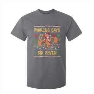 Funny Gen Z Alpha Ugly Christmas Gift T Shirt For Kid Marcus Says Six Seven TS12 Charcoal Print Your Wear