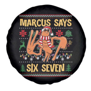 Funny Gen Z Alpha Ugly Christmas Gift Spare Tire Cover Marcus Says Six Seven TS12 Print Your Wear