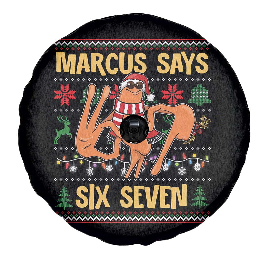 Funny Gen Z Alpha Ugly Christmas Gift Spare Tire Cover Marcus Says Six Seven TS12 Print Your Wear