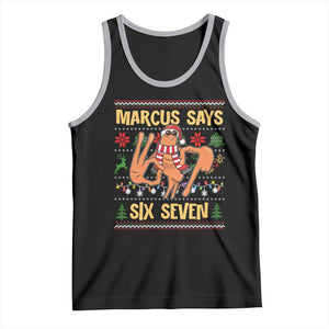 Funny Gen Z Alpha Ugly Christmas Gift Tank Top Marcus Says Six Seven TS12 Black Athletic Heather Print Your Wear