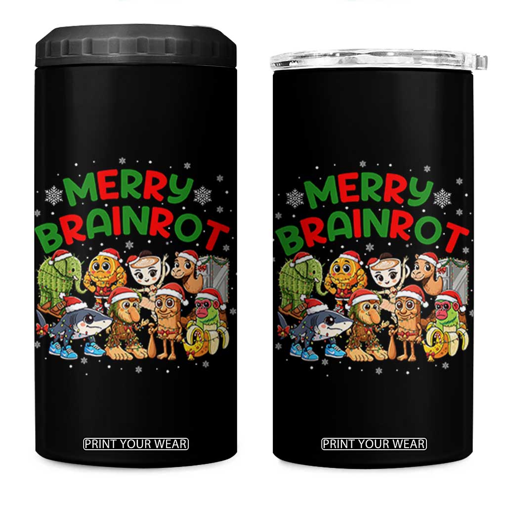 Gen Z Italian Merry Brainrot Christmas 4 in 1 Can Cooler Tumbler Meme Holiday Gift TS12 One Size: 16 oz Black Print Your Wear