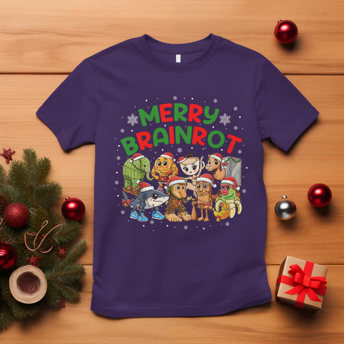 Gen Z Italian Merry Brainrot Christmas T Shirt Meme Holiday Gift TS12 Purple Print Your Wear