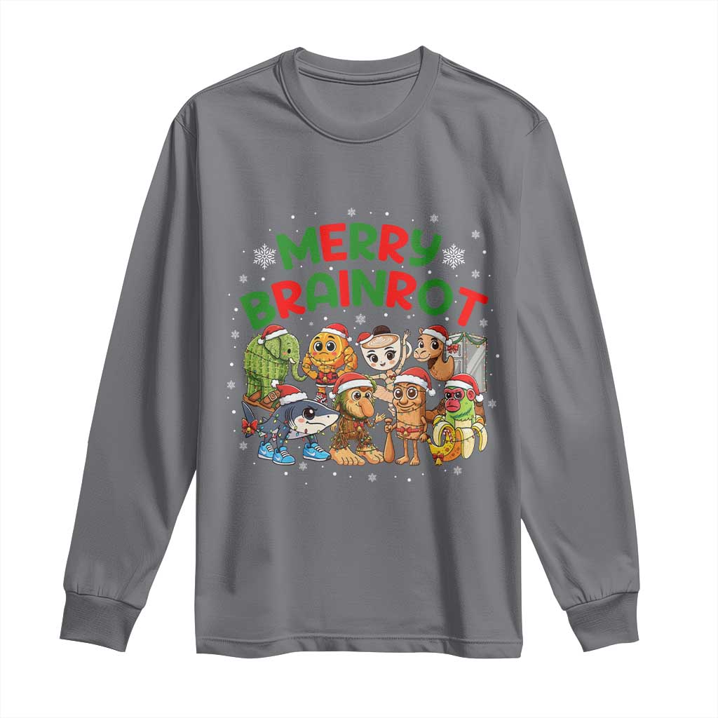 Gen Z Italian Merry Brainrot Christmas Long Sleeve Shirt Meme Holiday Gift TS12 Charcoal Print Your Wear