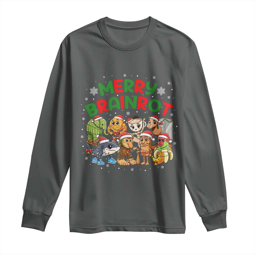 Gen Z Italian Merry Brainrot Christmas Long Sleeve Shirt Meme Holiday Gift TS12 Dark Heather Print Your Wear