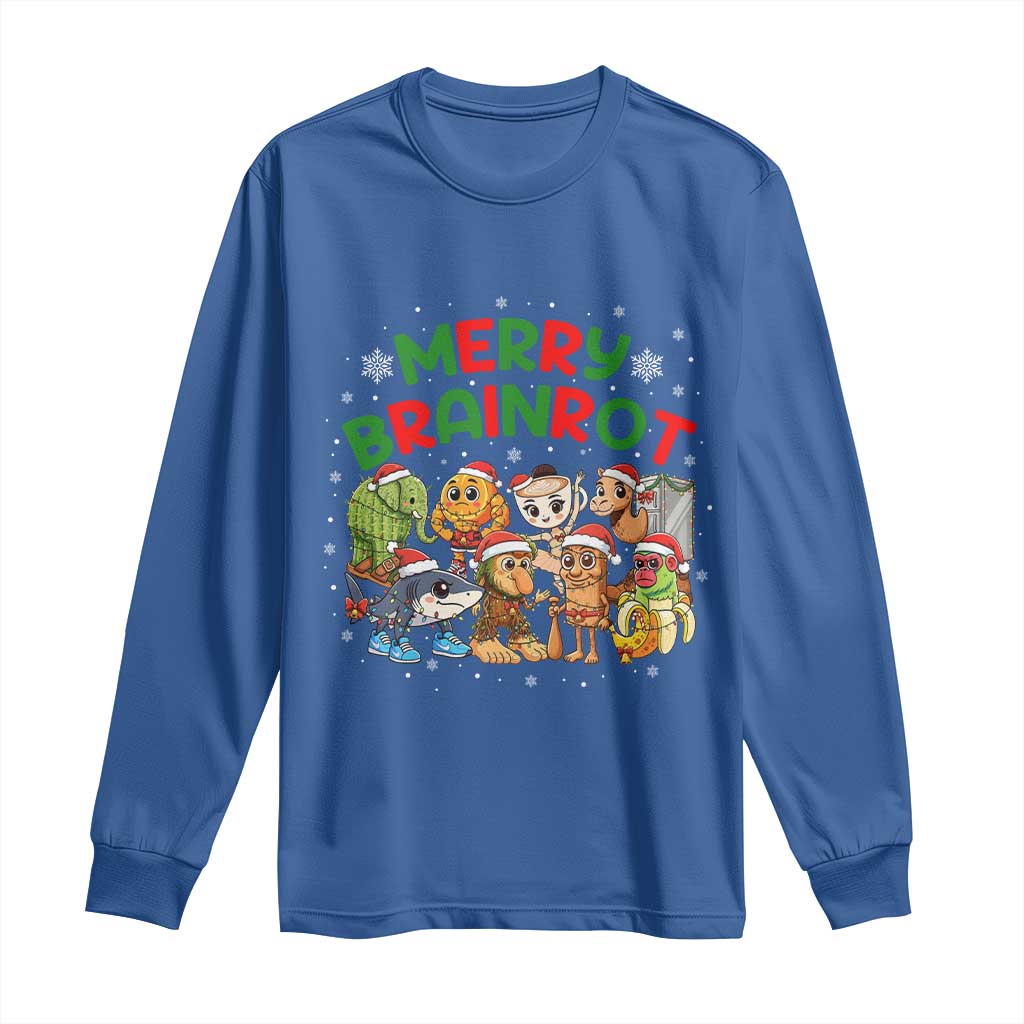 Gen Z Italian Merry Brainrot Christmas Long Sleeve Shirt Meme Holiday Gift TS12 Royal Blue Print Your Wear