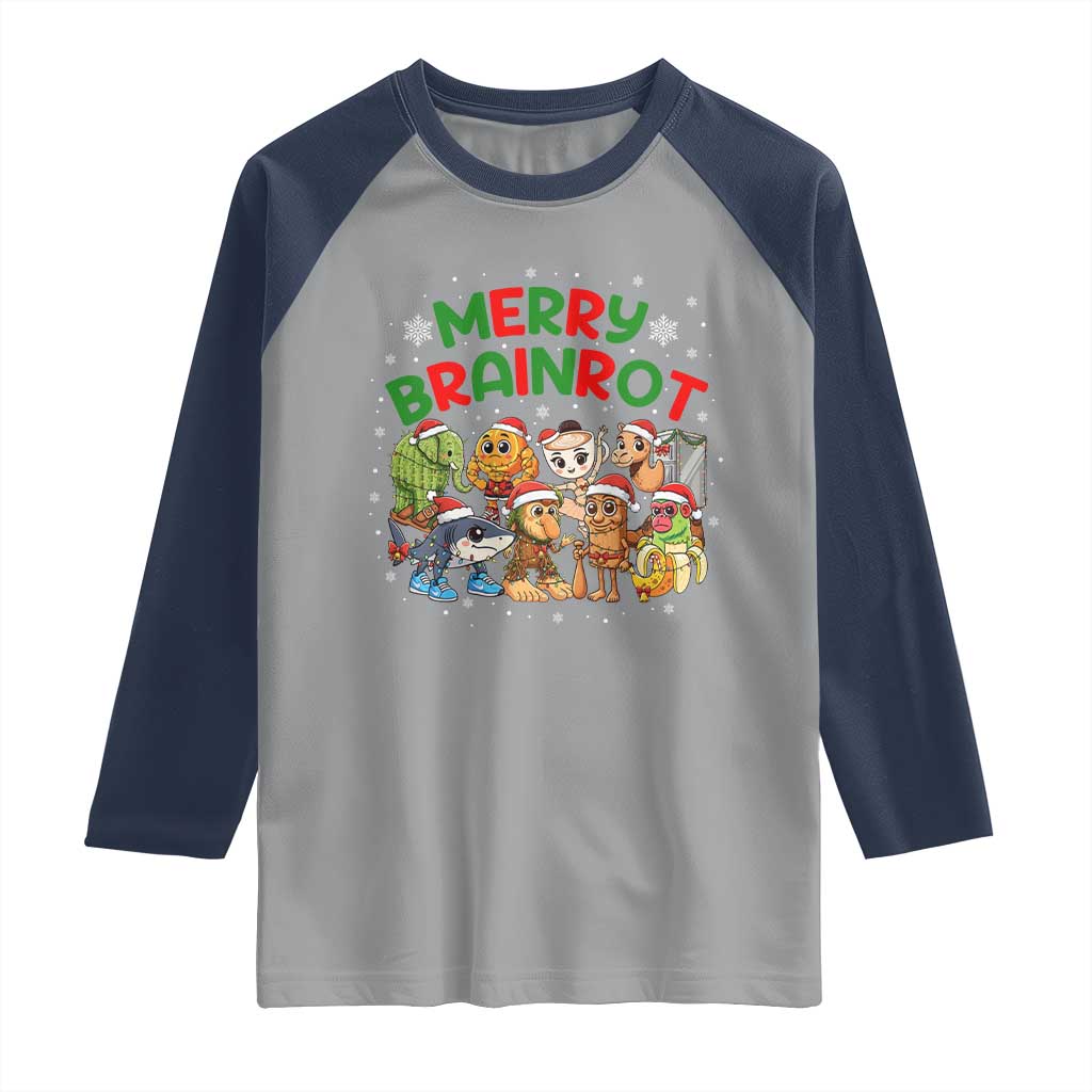 Gen Z Italian Merry Brainrot Christmas Raglan Shirt Meme Holiday Gift TS12 Sport Gray Navy Print Your Wear