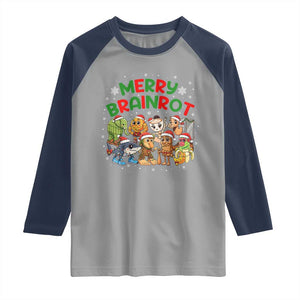 Gen Z Italian Merry Brainrot Christmas Raglan Shirt Meme Holiday Gift TS12 Sport Gray Navy Print Your Wear