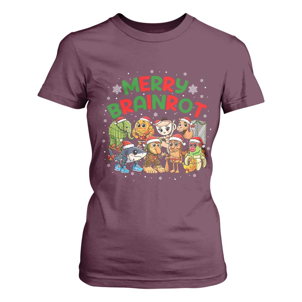 Gen Z Italian Merry Brainrot Christmas T Shirt For Women Meme Holiday Gift TS12 Maroon Print Your Wear