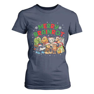 Gen Z Italian Merry Brainrot Christmas T Shirt For Women Meme Holiday Gift TS12 Navy Print Your Wear