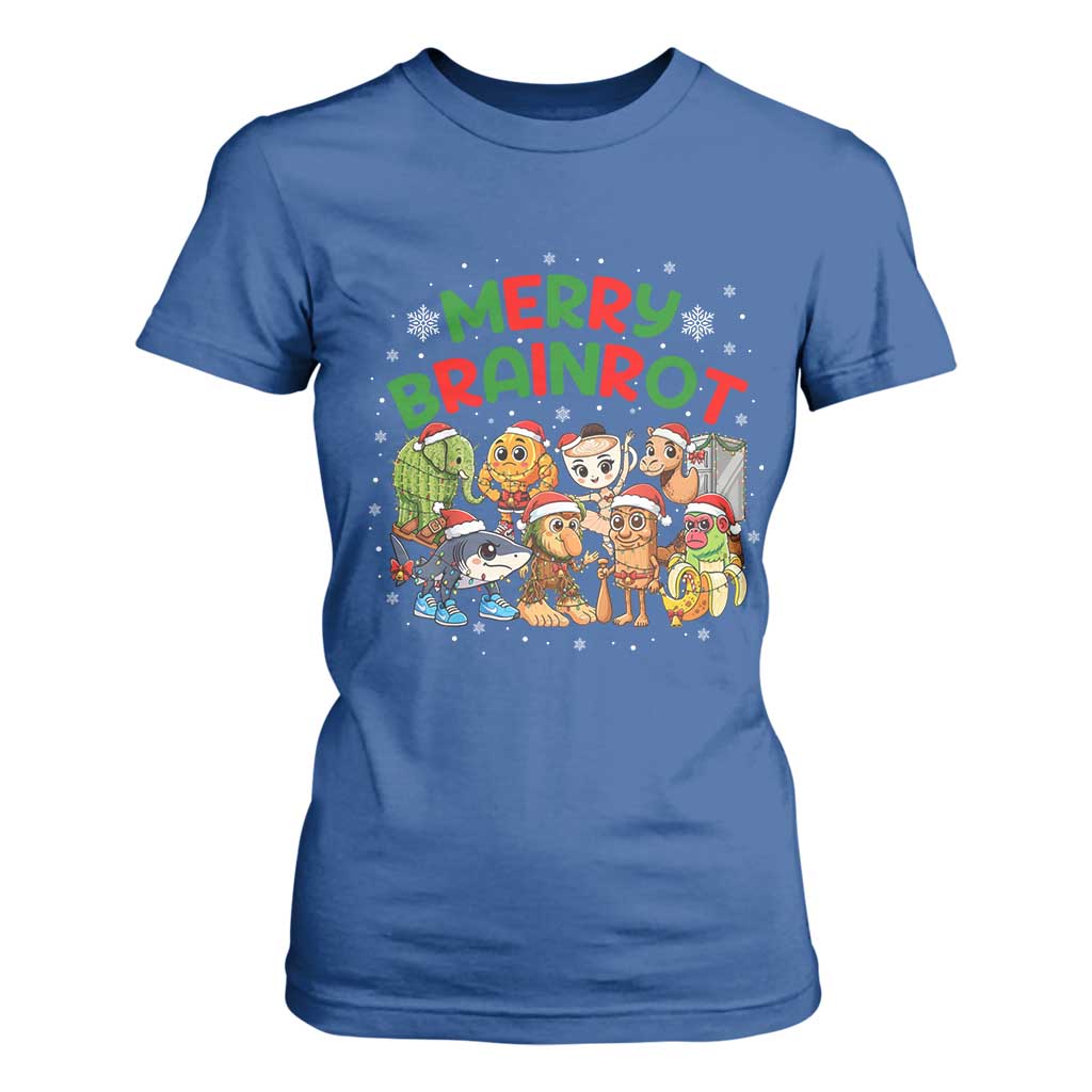 Gen Z Italian Merry Brainrot Christmas T Shirt For Women Meme Holiday Gift TS12 Royal Blue Print Your Wear