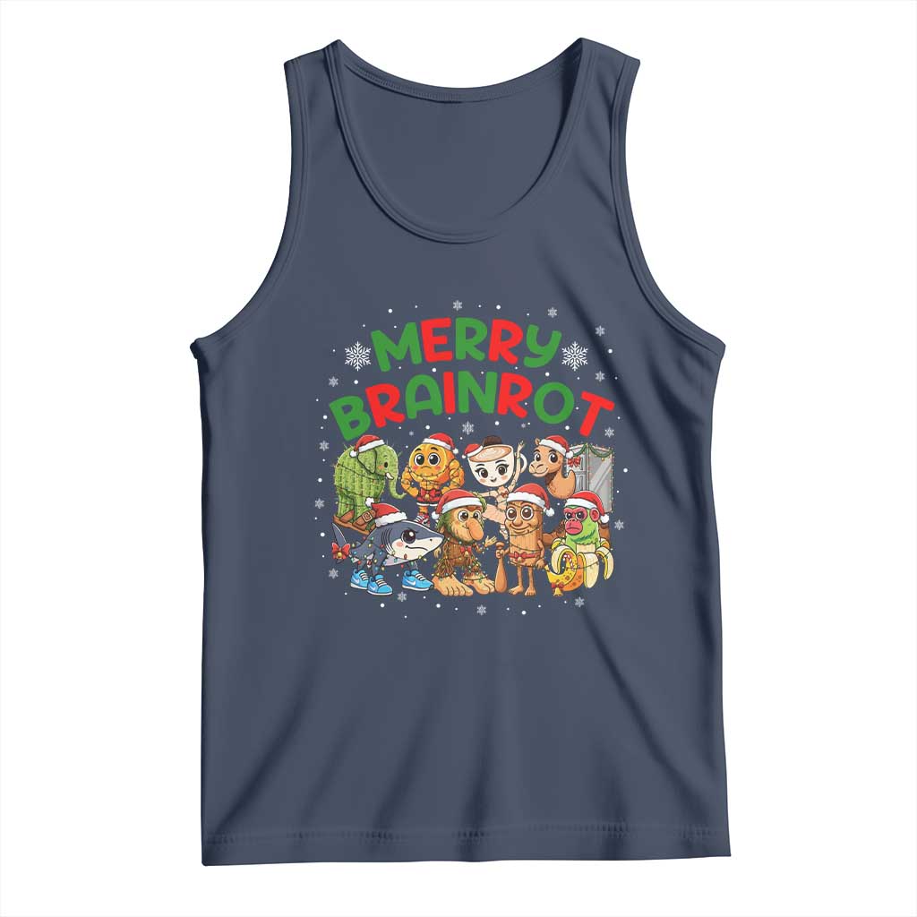 Gen Z Italian Merry Brainrot Christmas Tank Top Meme Holiday Gift TS12 Navy Print Your Wear