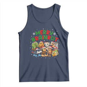 Gen Z Italian Merry Brainrot Christmas Tank Top Meme Holiday Gift TS12 Navy Print Your Wear
