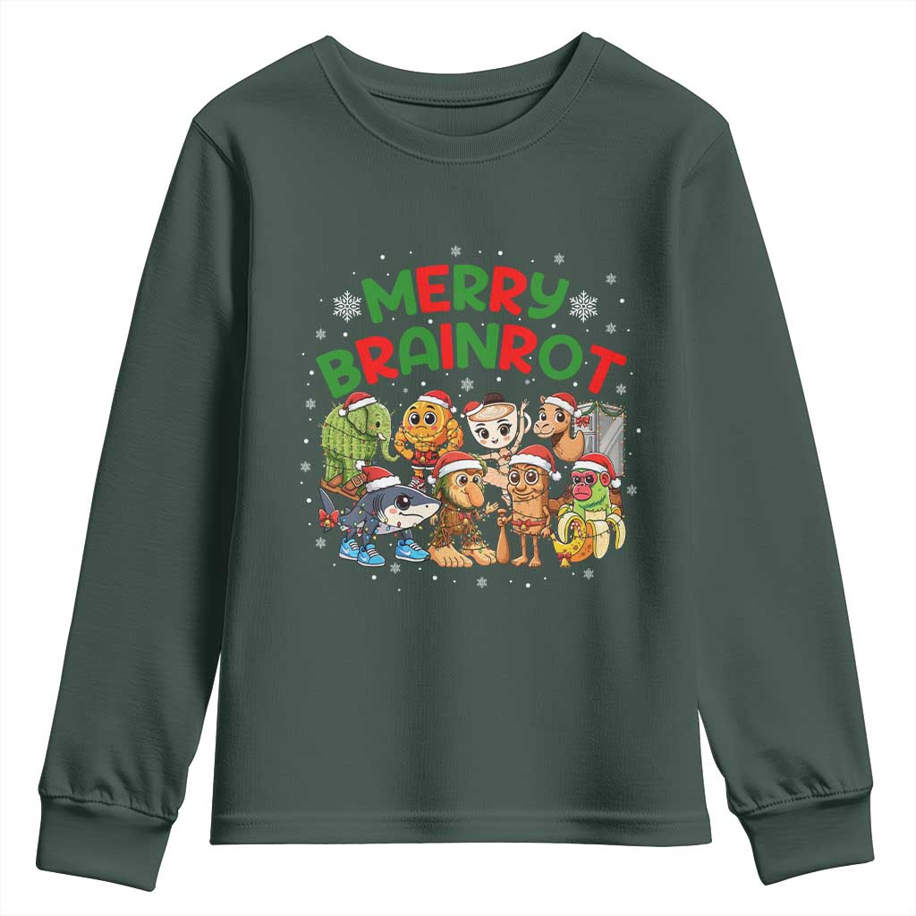 Gen Z Italian Merry Brainrot Christmas Youth Sweatshirt Meme Holiday Gift TS12 Dark Forest Green Print Your Wear