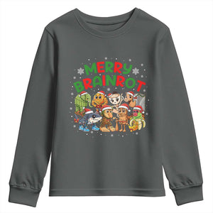 Gen Z Italian Merry Brainrot Christmas Youth Sweatshirt Meme Holiday Gift TS12 Dark Heather Print Your Wear