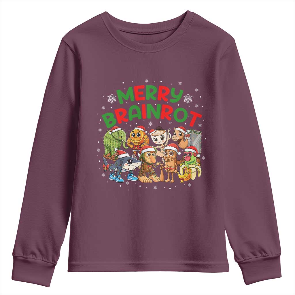 Gen Z Italian Merry Brainrot Christmas Youth Sweatshirt Meme Holiday Gift TS12 Maroon Print Your Wear