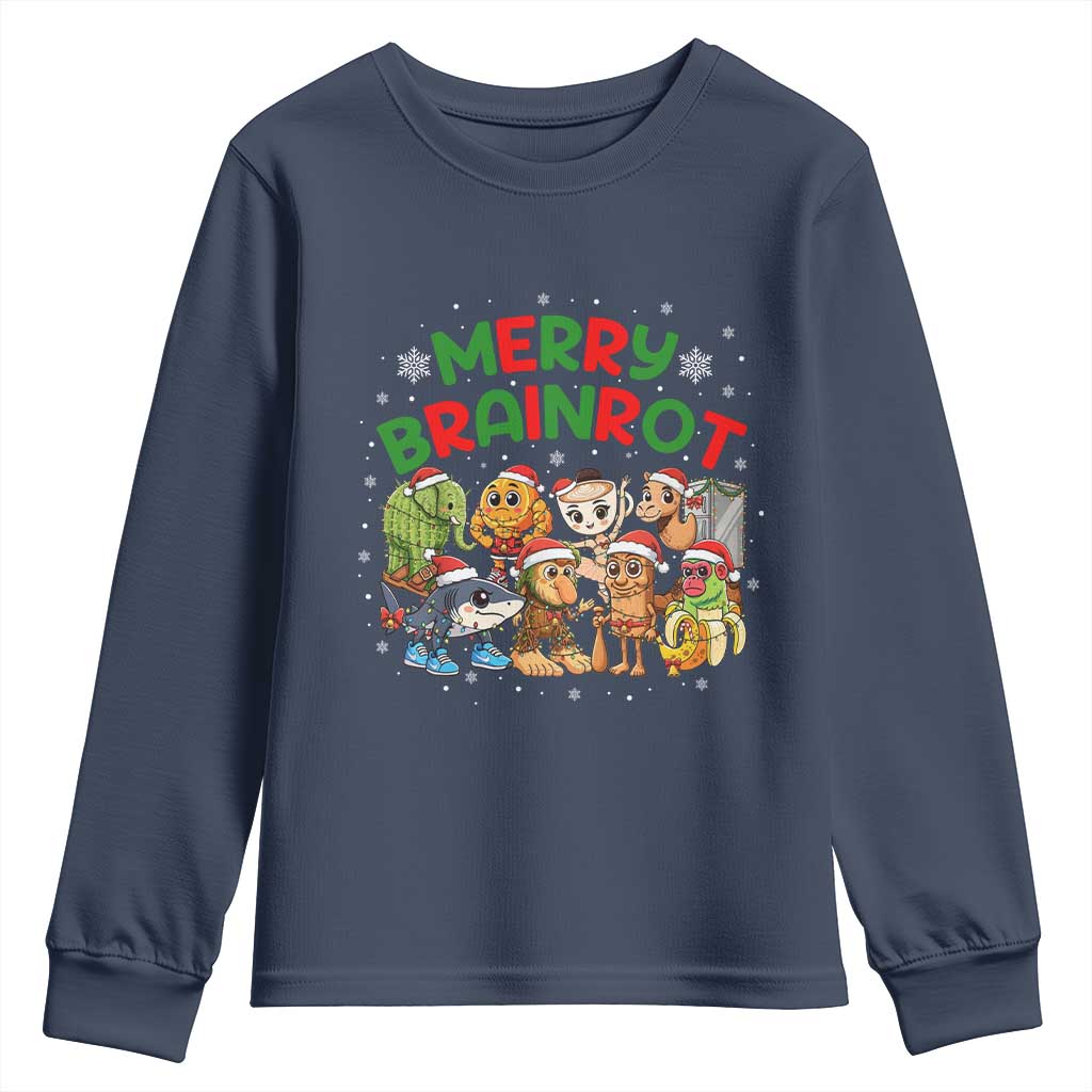Gen Z Italian Merry Brainrot Christmas Youth Sweatshirt Meme Holiday Gift TS12 Navy Print Your Wear