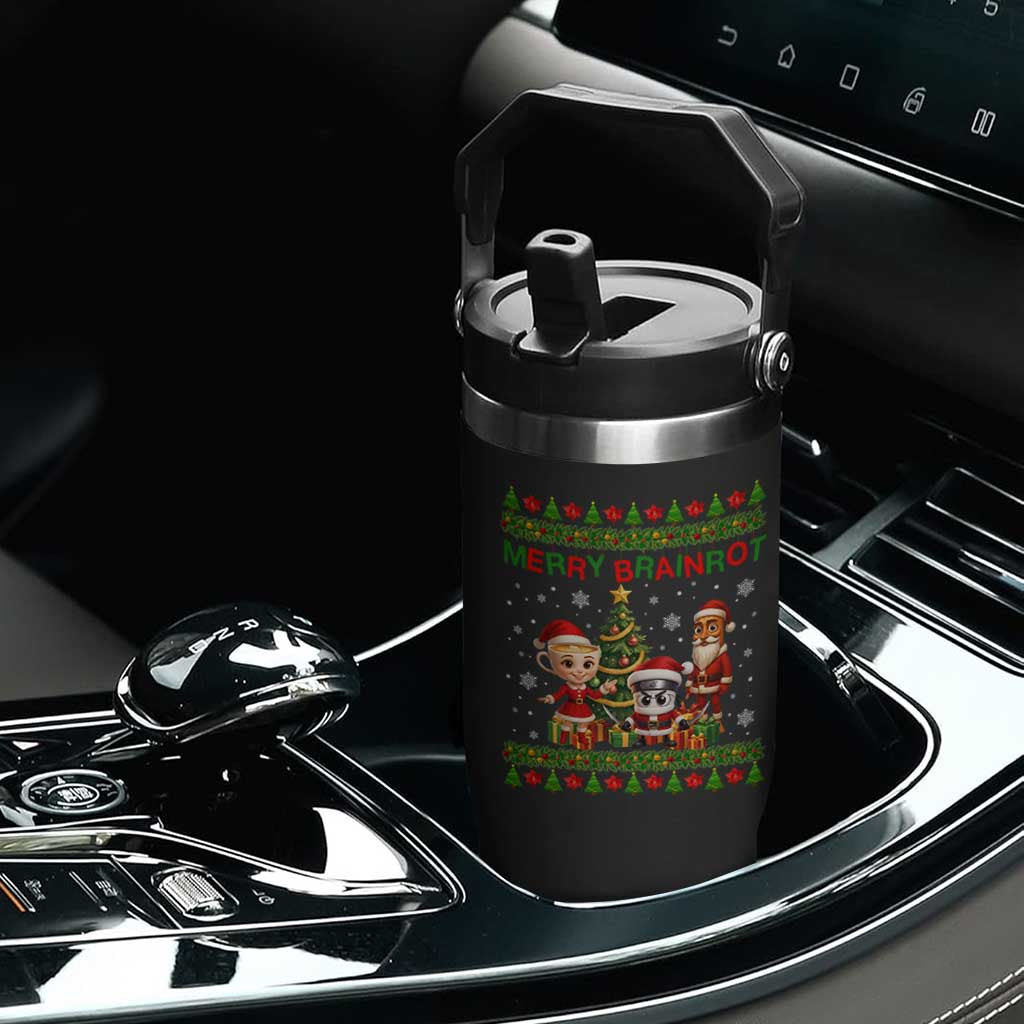 Merry Brainrot Flip Straw Tumbler Funny Ugly Christmas Italian Meme Gift TS12 Print Your Wear