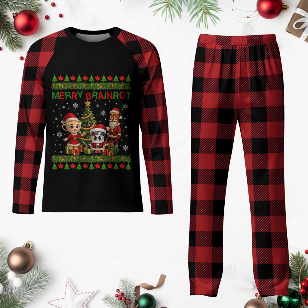 Merry Brainrot Plaid Pajama Set Funny Ugly Christmas Italian Meme Gift TS12 Buffalo Plaid Print Your Wear