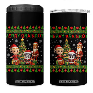Merry Brainrot 4 in 1 Can Cooler Tumbler Funny Ugly Christmas Italian Meme Gift TS12 One Size: 16 oz Black Print Your Wear