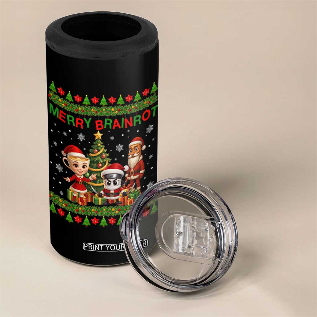 Merry Brainrot 4 in 1 Can Cooler Tumbler Funny Ugly Christmas Italian Meme Gift TS12 Print Your Wear