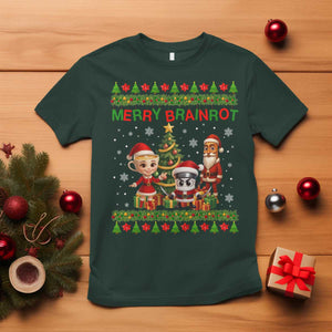 Merry Brainrot T Shirt Funny Ugly Christmas Italian Meme Gift TS12 Dark Forest Green Print Your Wear