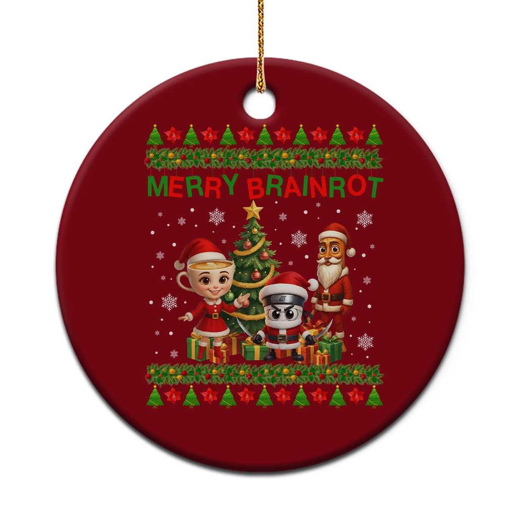 Merry Brainrot Ceramic Ornament Funny Ugly Christmas Italian Meme Gift TS12 1pc Red Print Your Wear