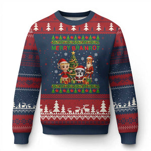 Merry Brainrot Ugly Christmas Sweater Funny Ugly Xmas Italian Meme Gift TS12 Navy Red Print Your Wear
