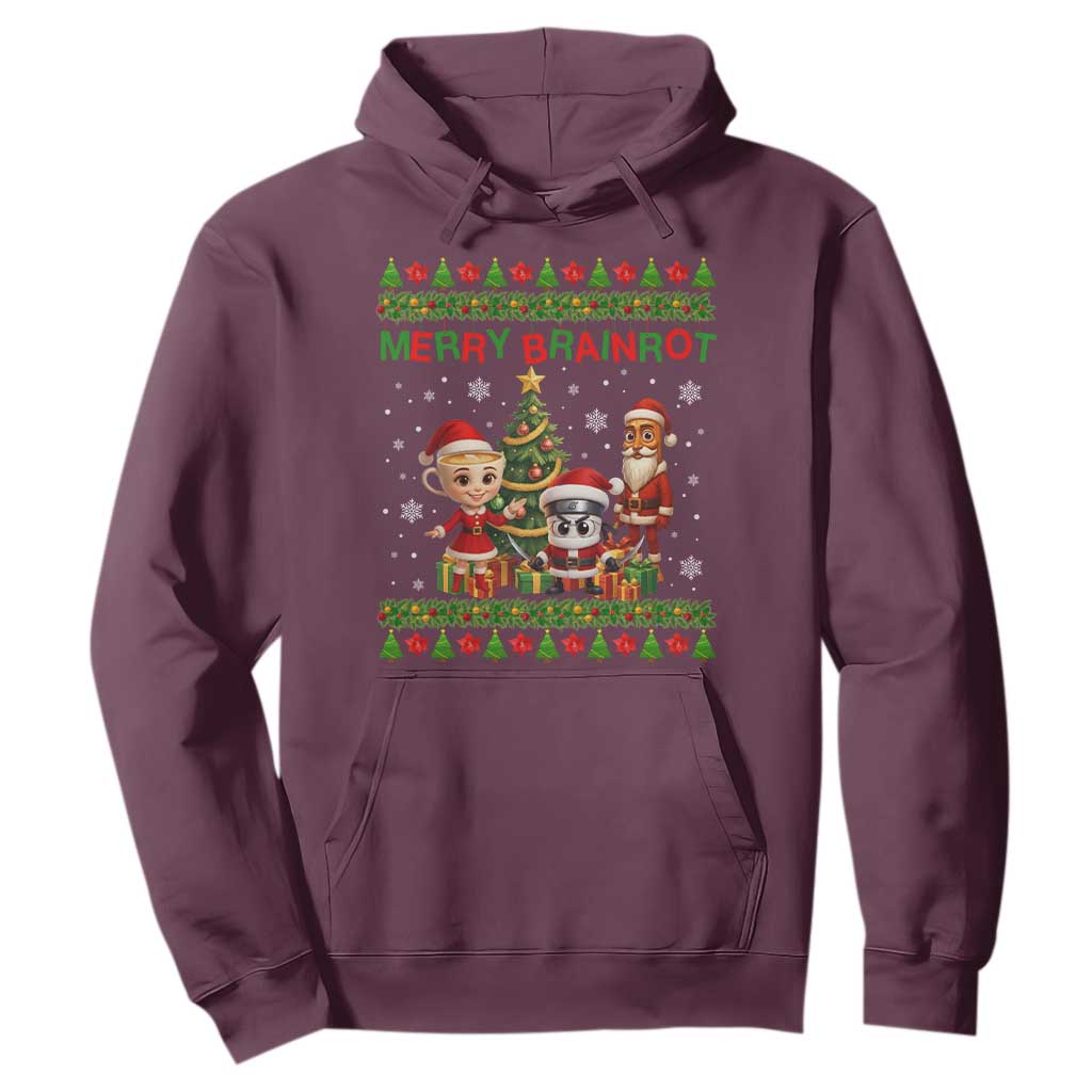 Merry Brainrot Hoodie Funny Ugly Christmas Italian Meme Gift TS12 Maroon Print Your Wear