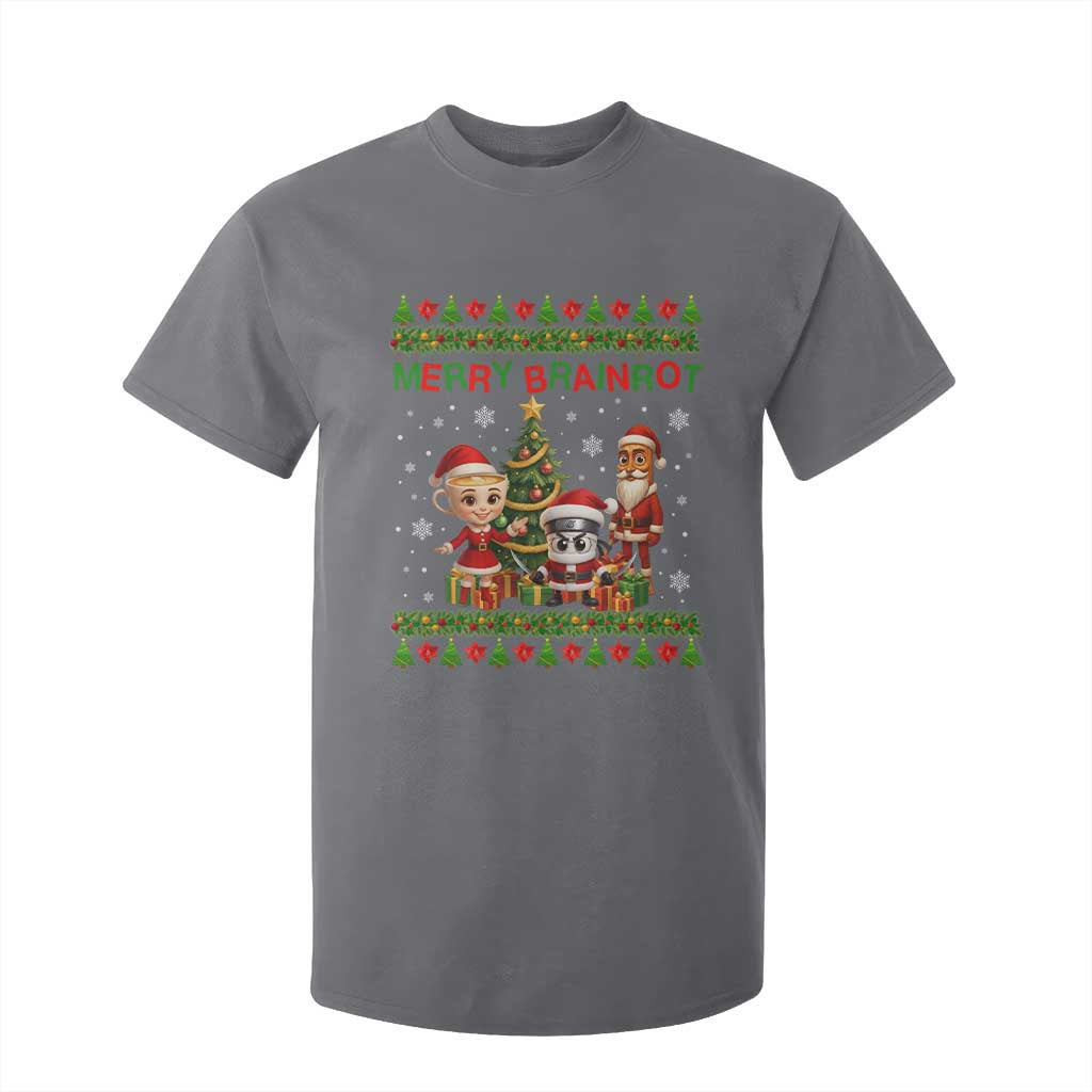 Merry Brainrot T Shirt For Kid Funny Ugly Christmas Italian Meme Gift TS12 Charcoal Print Your Wear