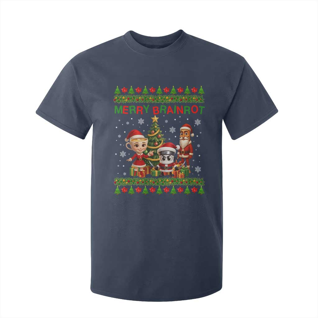 Merry Brainrot T Shirt For Kid Funny Ugly Christmas Italian Meme Gift TS12 Navy Print Your Wear