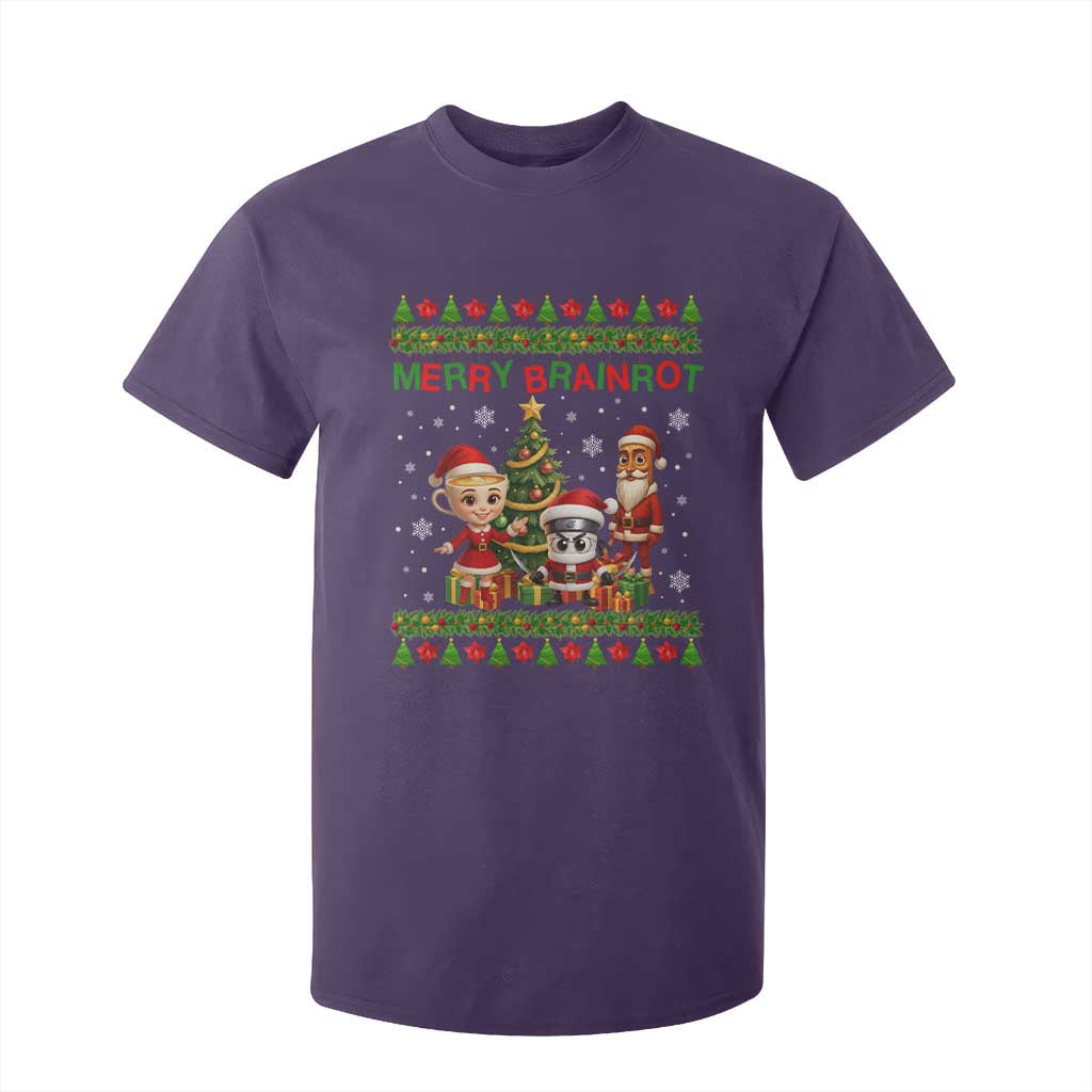 Merry Brainrot T Shirt For Kid Funny Ugly Christmas Italian Meme Gift TS12 Purple Print Your Wear