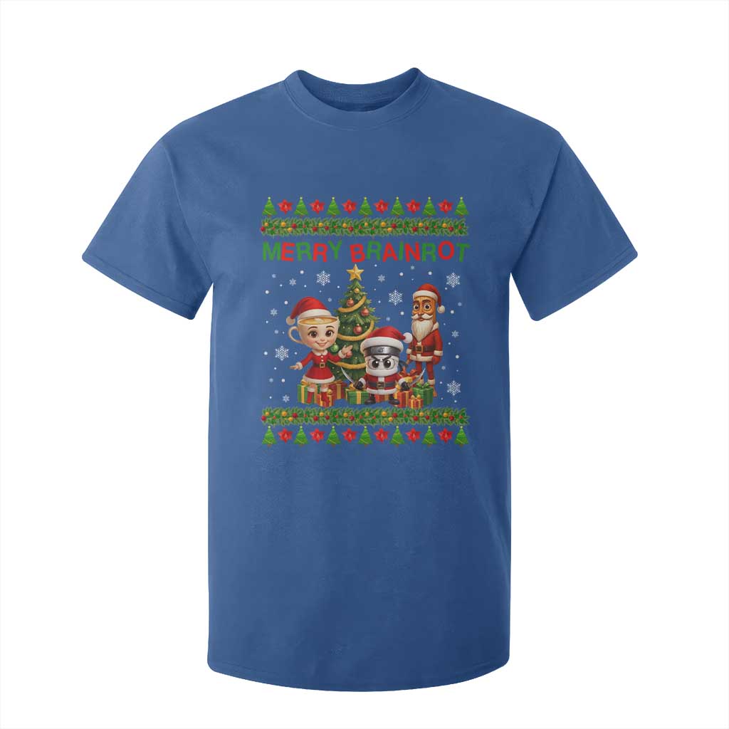 Merry Brainrot T Shirt For Kid Funny Ugly Christmas Italian Meme Gift TS12 Royal Blue Print Your Wear