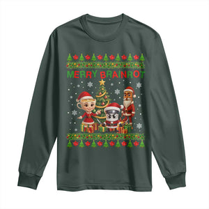 Merry Brainrot Long Sleeve Shirt Funny Ugly Christmas Italian Meme Gift TS12 Dark Forest Green Print Your Wear
