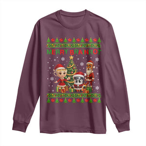 Merry Brainrot Long Sleeve Shirt Funny Ugly Christmas Italian Meme Gift TS12 Maroon Print Your Wear