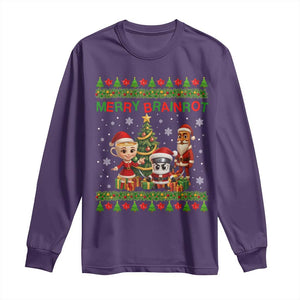 Merry Brainrot Long Sleeve Shirt Funny Ugly Christmas Italian Meme Gift TS12 Purple Print Your Wear