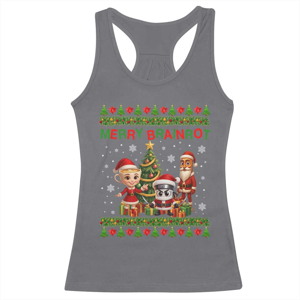 Merry Brainrot Racerback Tank Top Funny Ugly Christmas Italian Meme Gift TS12 Charcoal Print Your Wear