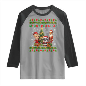 Merry Brainrot Raglan Shirt Funny Ugly Christmas Italian Meme Gift TS12 Sport Gray Black Print Your Wear