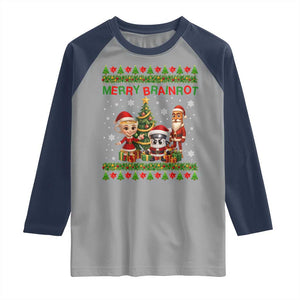 Merry Brainrot Raglan Shirt Funny Ugly Christmas Italian Meme Gift TS12 Sport Gray Navy Print Your Wear