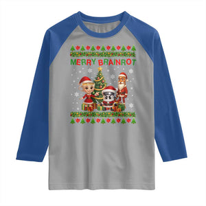 Merry Brainrot Raglan Shirt Funny Ugly Christmas Italian Meme Gift TS12 Sport Gray Royal Print Your Wear