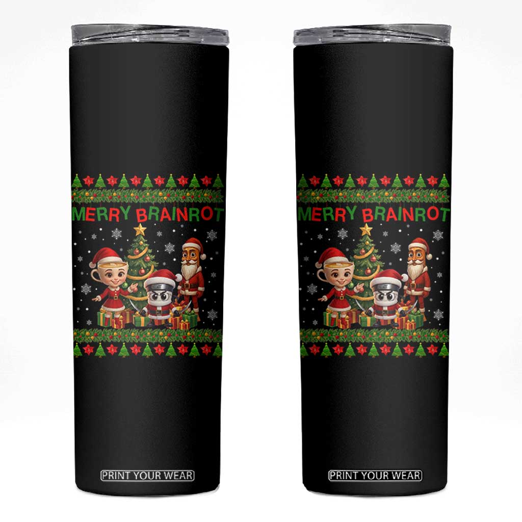Merry Brainrot Skinny Tumbler Funny Ugly Christmas Italian Meme Gift TS12 Black Print Your Wear