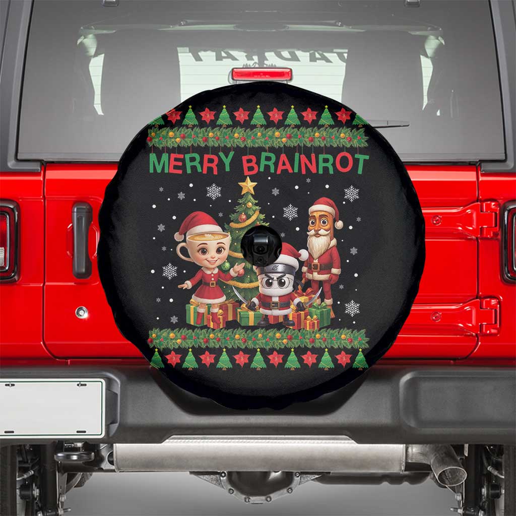Merry Brainrot Spare Tire Cover Funny Ugly Christmas Italian Meme Gift TS12 Black Print Your Wear