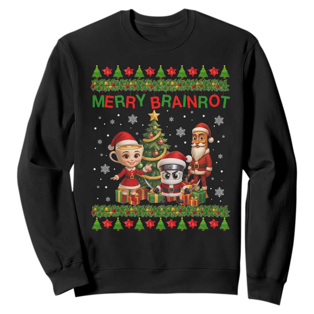 Merry Brainrot Sweatshirt Funny Ugly Christmas Italian Meme Gift TS12 Black Print Your Wear