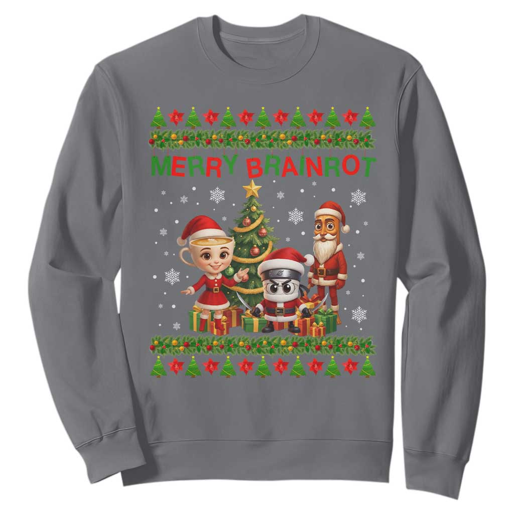 Merry Brainrot Sweatshirt Funny Ugly Christmas Italian Meme Gift TS12 Charcoal Print Your Wear