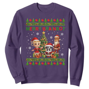 Merry Brainrot Sweatshirt Funny Ugly Christmas Italian Meme Gift TS12 Purple Print Your Wear