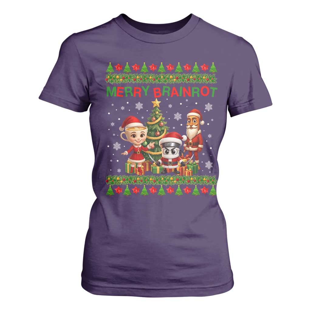 Merry Brainrot T Shirt For Women Funny Ugly Christmas Italian Meme Gift TS12 Purple Print Your Wear