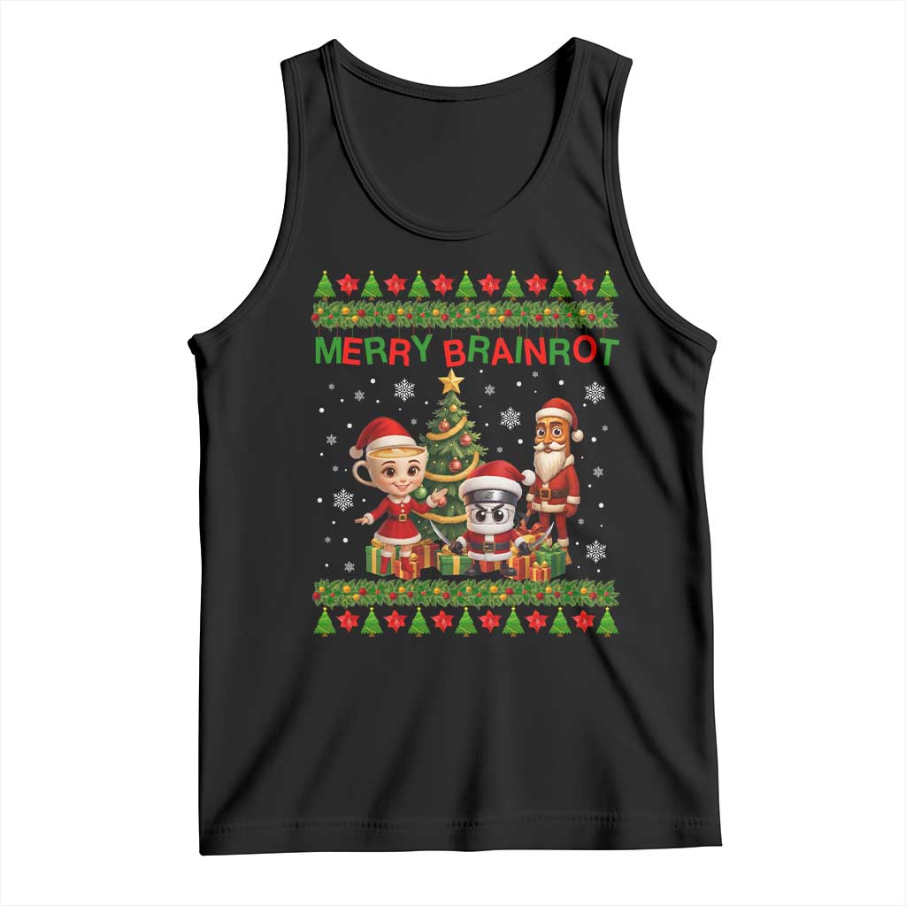 Merry Brainrot Tank Top Funny Ugly Christmas Italian Meme Gift TS12 Black Print Your Wear