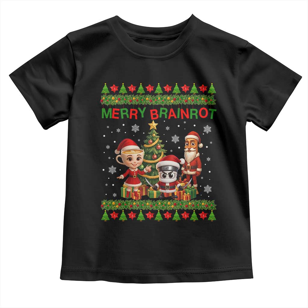 Merry Brainrot Toddler T Shirt Funny Ugly Christmas Italian Meme Gift TS12 Black Print Your Wear