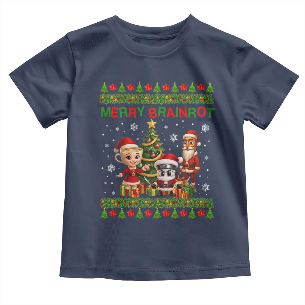 Merry Brainrot Toddler T Shirt Funny Ugly Christmas Italian Meme Gift TS12 Navy Print Your Wear